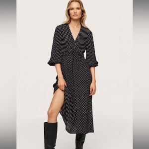 Mango Polkadot MIDI Dress NWT